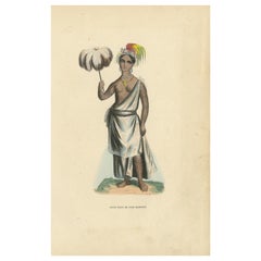Old Print of Piteenee, eine junge Frau aus Nuku Hiva, Marquesas Islands, 1845
