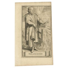 Old Print of Reformer Philipp Melanchthon, Collaborator with Martin Luther, 1701