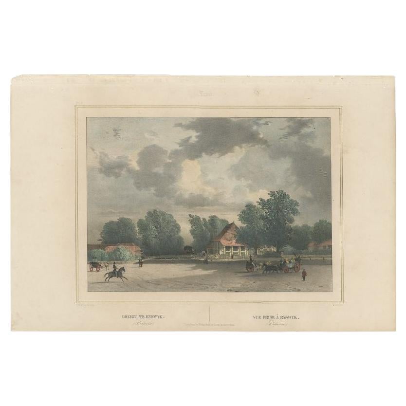 Old Print of Rijswijk, an Area in Old Batavia, Nowadays Jakarta, Indonesia, 1844 For Sale