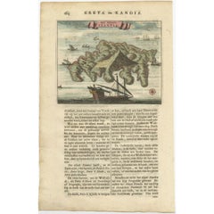 Old Print of Standia, a Greek Island 'Heraklion, Crete, Greece, Balkans', 1688