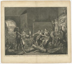 Old Print of the Cruelty of the Spaniards in Antwerp, Belgium '1576', ca.1730