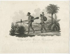 Stampa antica dell'indio sudamericano Botocudo di Minas Gerais, Brasile, 1820 ca.