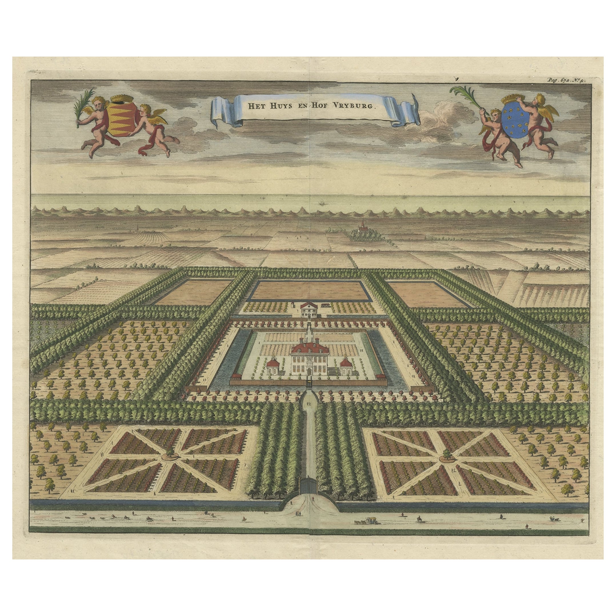 Old Print des West-Souburg-Anwesens, Vlissingen, in der niederländischen Provinz Zeeland