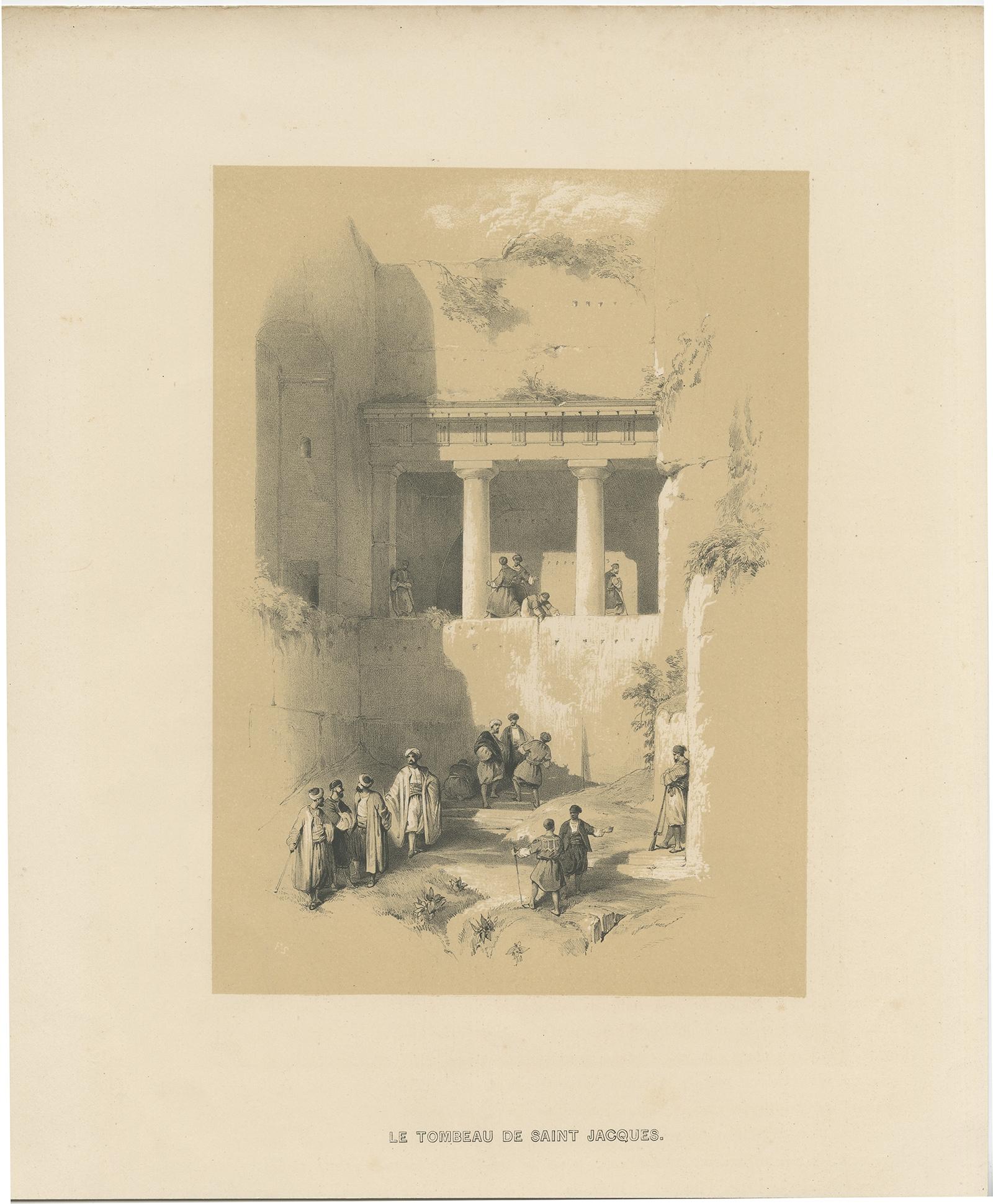 Antique print titled 'Le Tombeau de Saint Jacques'. Old print of Tomb of Jacob, Israel. Made after the designs of the reknown David Roberts.

Artists and Engravers: Anonymous.