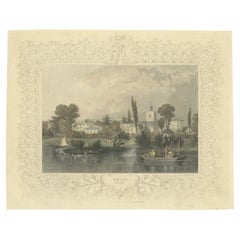 Old Print of View of Bray on Thames in der Grafschaft Berkshire, England, ca. 1834