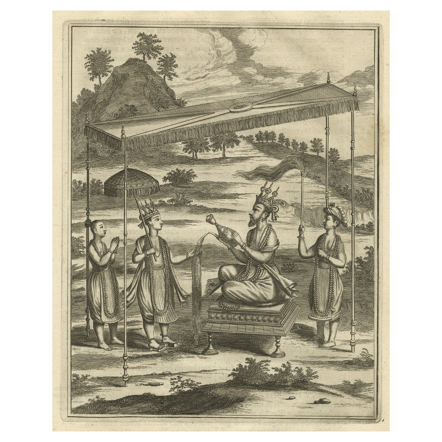 Ancienne estampe de Vishnu et la cinquième incarnation, 1672