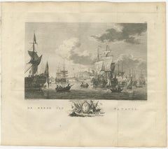 Old Print of VOC Ships in the Sea Near Batavia (Jakarta, Indonesia), 1779