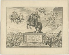 Old Print of William Cavendish, First Duke of Newcastle, on Horseback, ca.1740