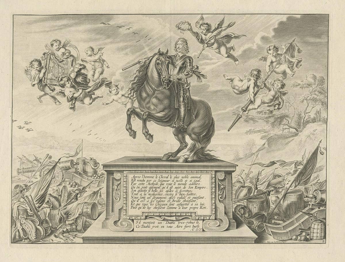 Old Print of William Cavendish, First Duke of Newcastle, on Horseback, ca.1740