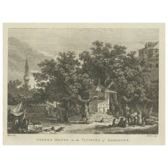 Antique Old Print with a View of a Coffee House near Damascus, Syria, 1784