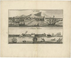Old Print with a View on the City & Castle of Batavia 'Jakarta', Indonesia, 1668
