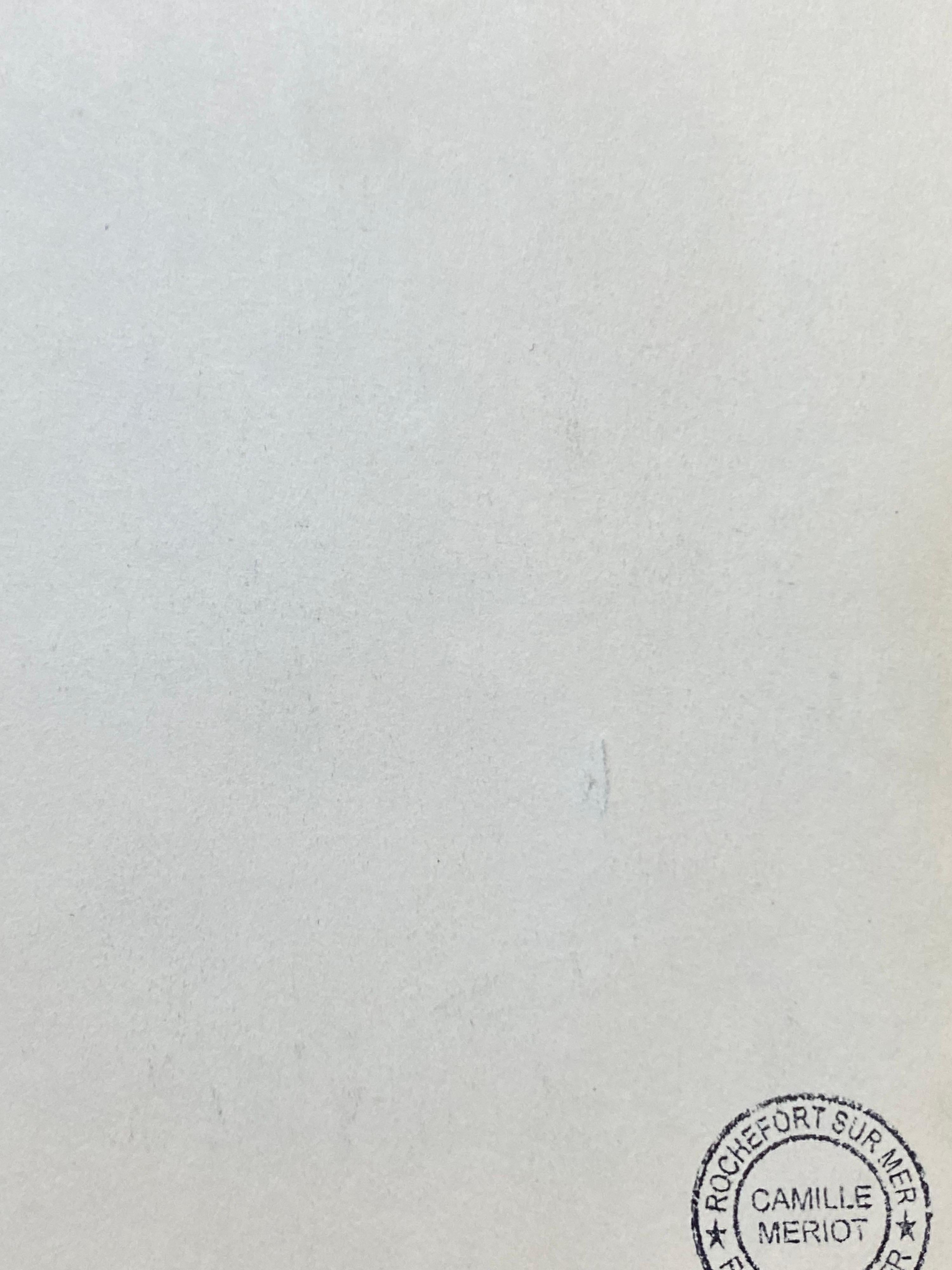 20th Century Old Provence Town Impressionist Crayon Drawing, Figures Mooching by Cafe For Sale