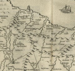 Old Ptolemaic Map of the Region Between the Persian Gulf and Caspian Sea, 1598