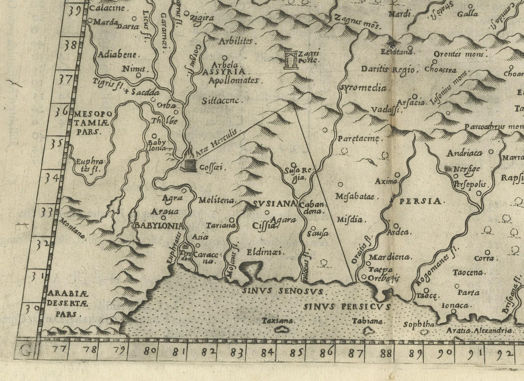 XVIIIe siècle et antérieur Carte ancienne du Ptolemaïque de la région située entre le golfe de Perse et la mer du Caspian, 1598 en vente
