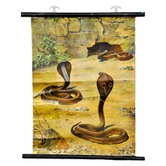 Old Mural Countrycore Pull-Down Wallchart Scenery with Cobras Snake Poster Print