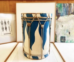 Traditional German Landsknechte Military Drum, Blue Flames, vintage 30s-60s