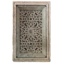 Old Reclaimed Hand-Carved Inlay Limestone Coffee Table