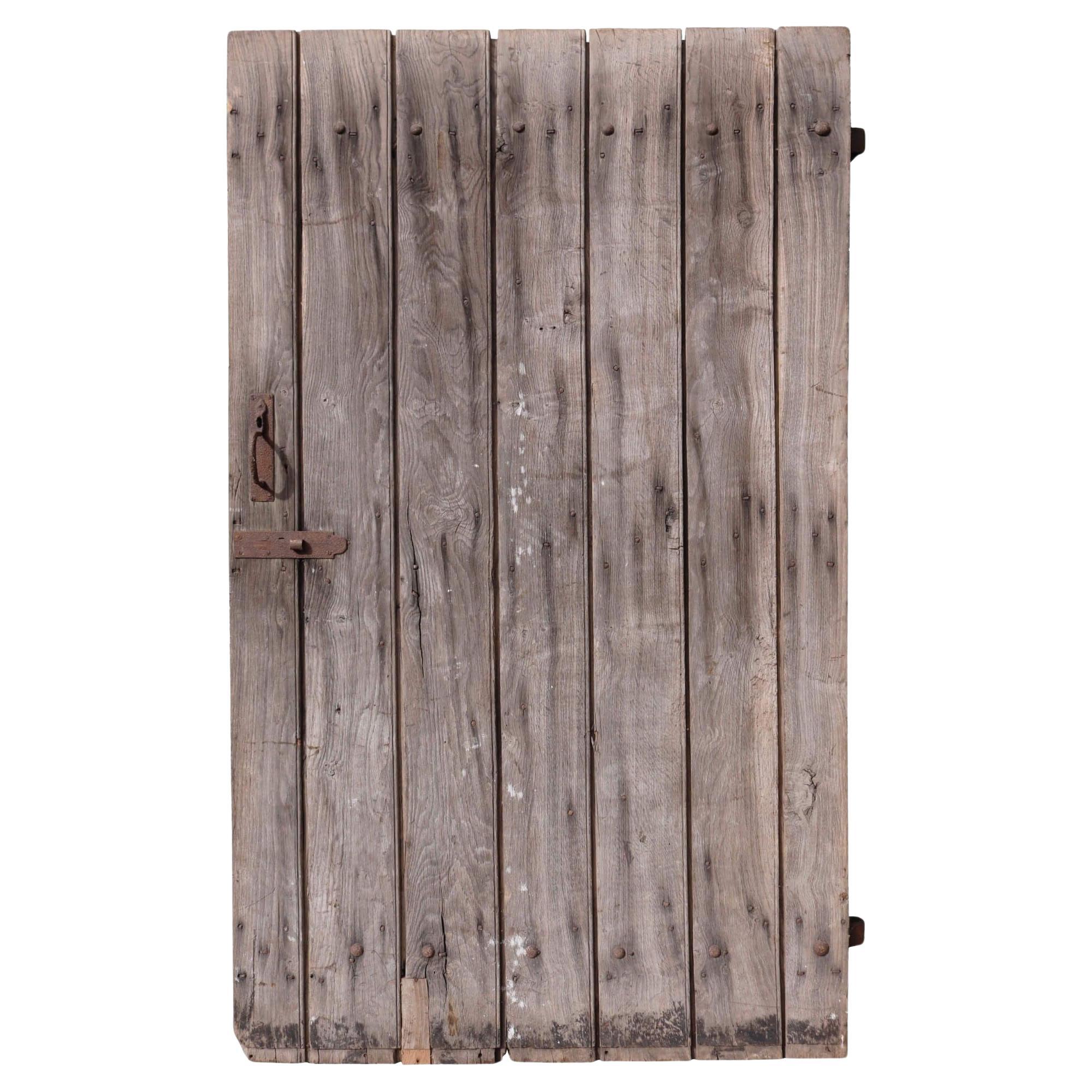 Old Reclaimed Rustic Elm Plank Door For Sale