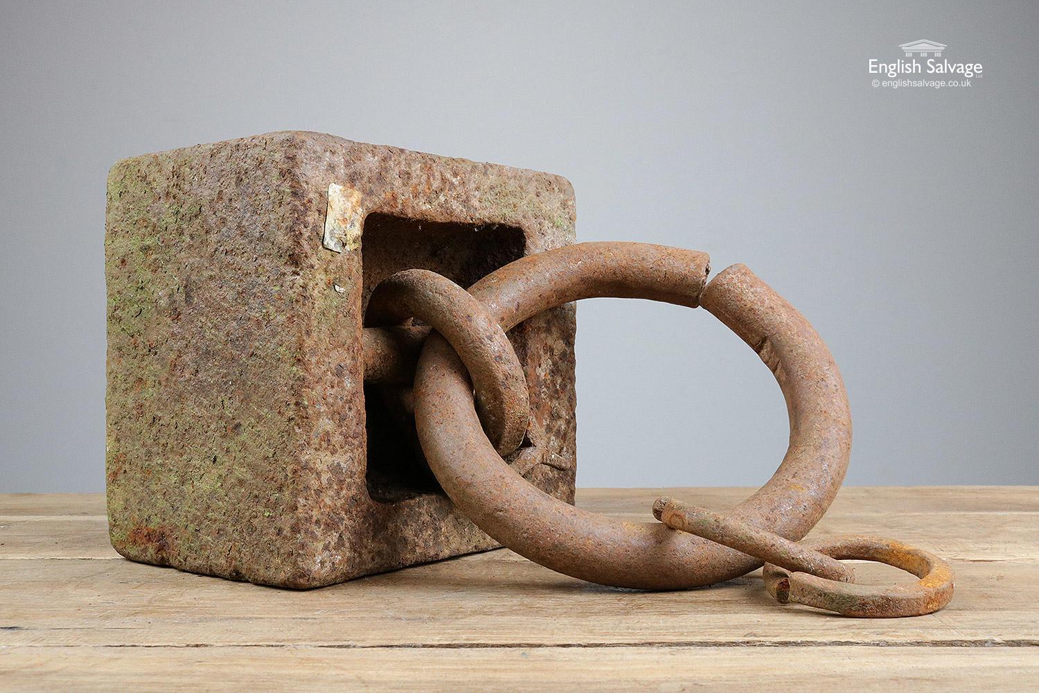 Old Reclaimed Rustic Iron Tether Weights, 20th Century In Good Condition For Sale In London, GB