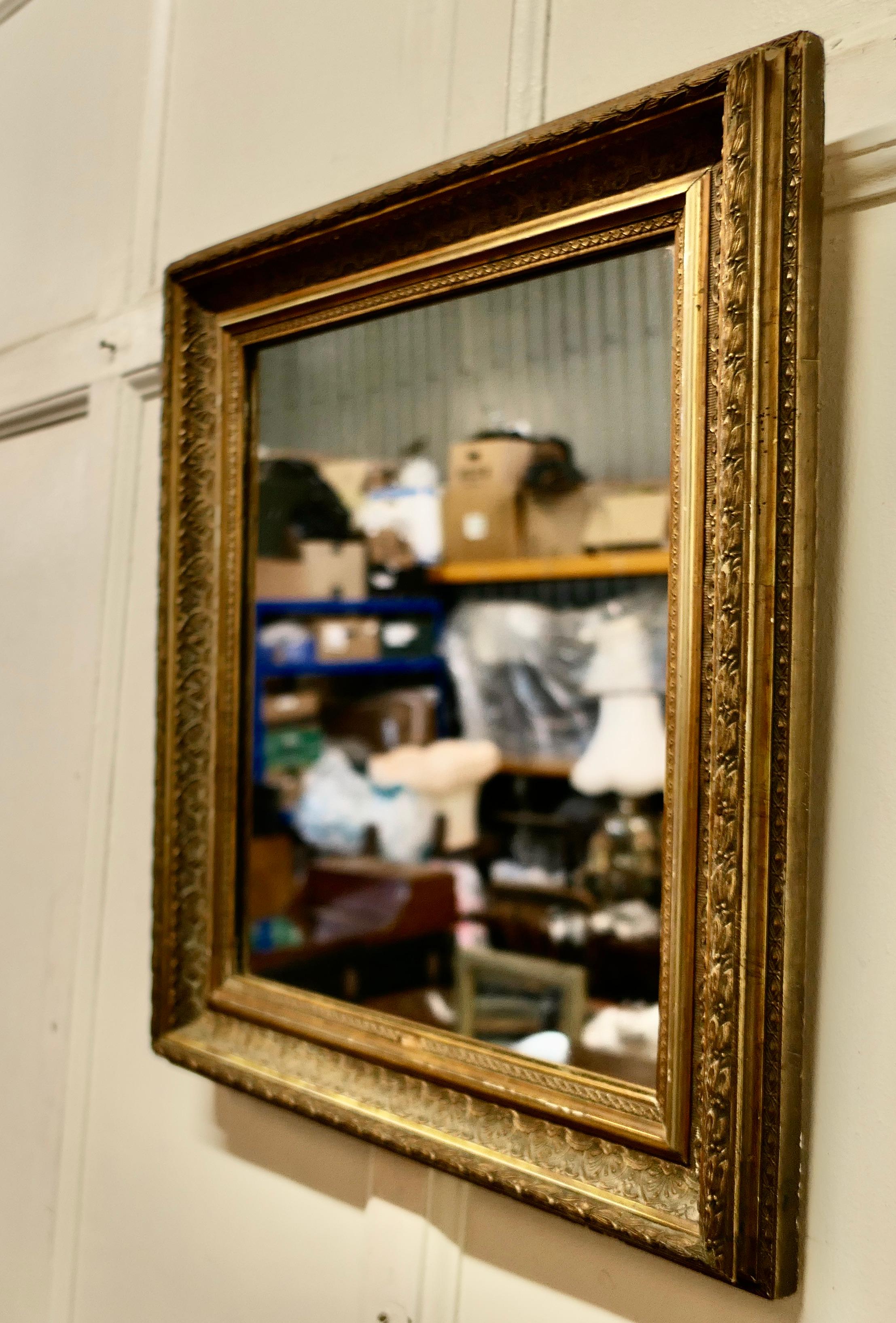 Giltwood Old Rectangular Gilt Mirror For Sale