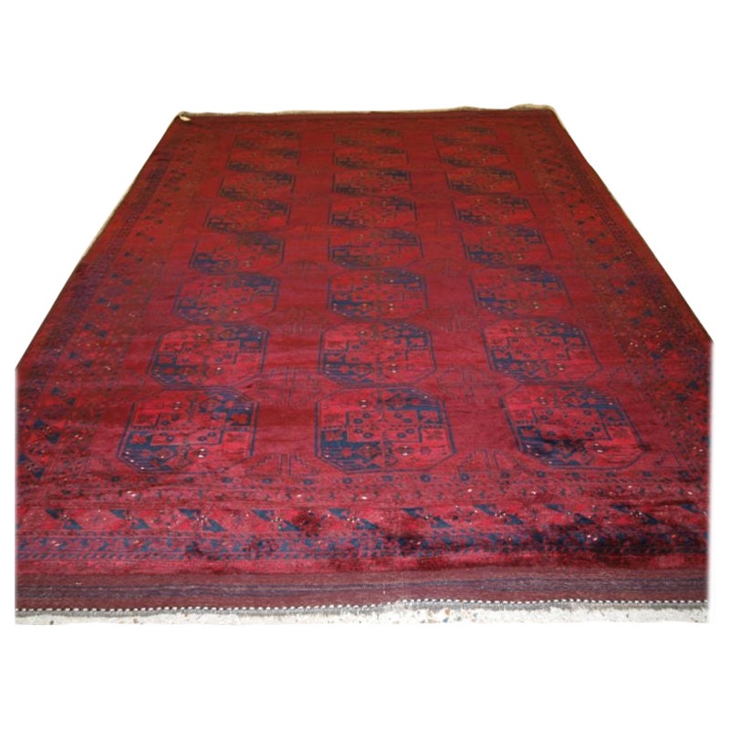 Old Red Afghan Carpet with Traditional Design For Sale