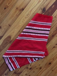 Old Red and White, Black Linen Tablecloth