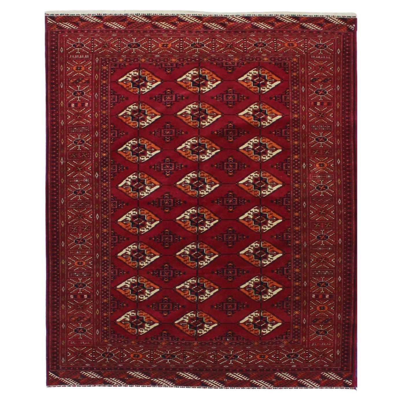 Tapis persan d'accentuation rouge, orange et brun clair 4x5
