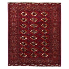 Tapis persan d'accentuation rouge, orange et brun clair 4x5