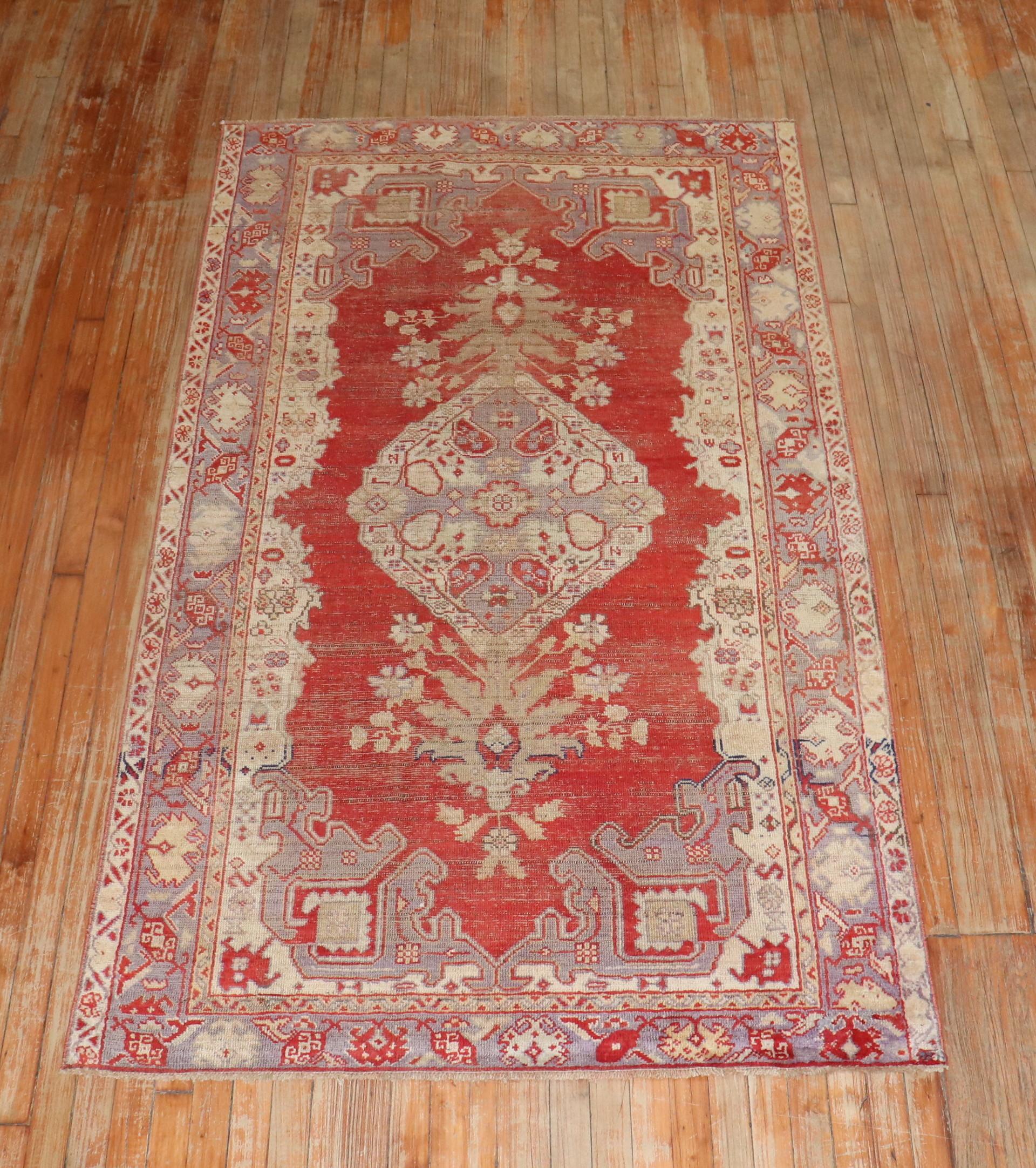 Old Red Turkish Kula Rug In Good Condition For Sale In New York, NY
