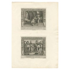 Old Religion Print of Joseph & Potiphar's Wife & Him Being Sold by His Brothers