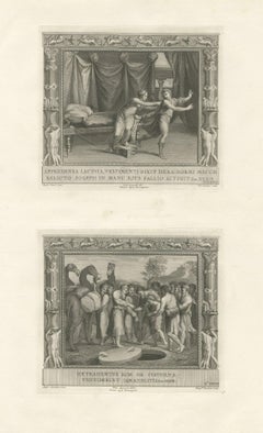 Old Religion Print of Joseph & Potiphar's Wife & Him Being Sold by His Brothers