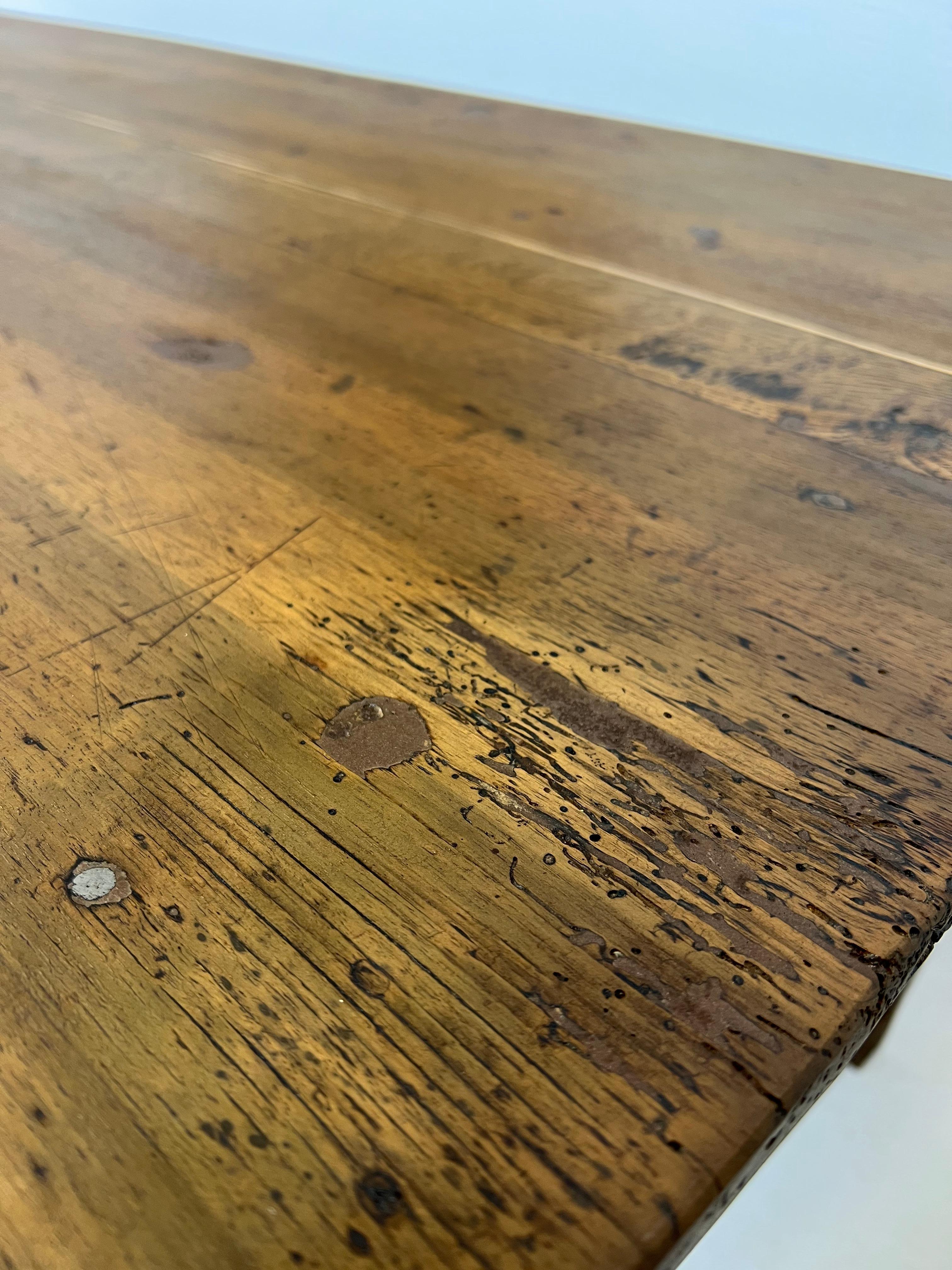 Old Restored Farm Table, in Oak and Cherry France, XIX th 9