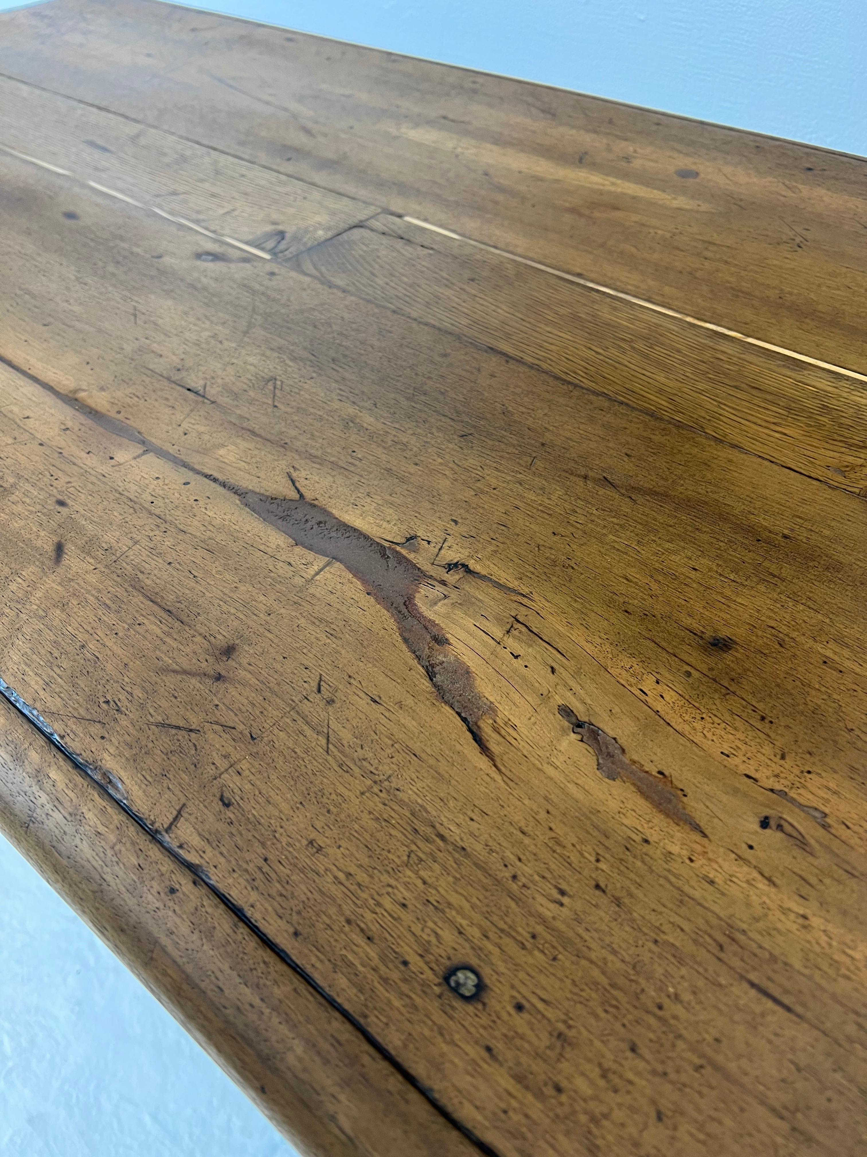 Old Restored Farm Table, in Oak and Cherry France, XIX th 13
