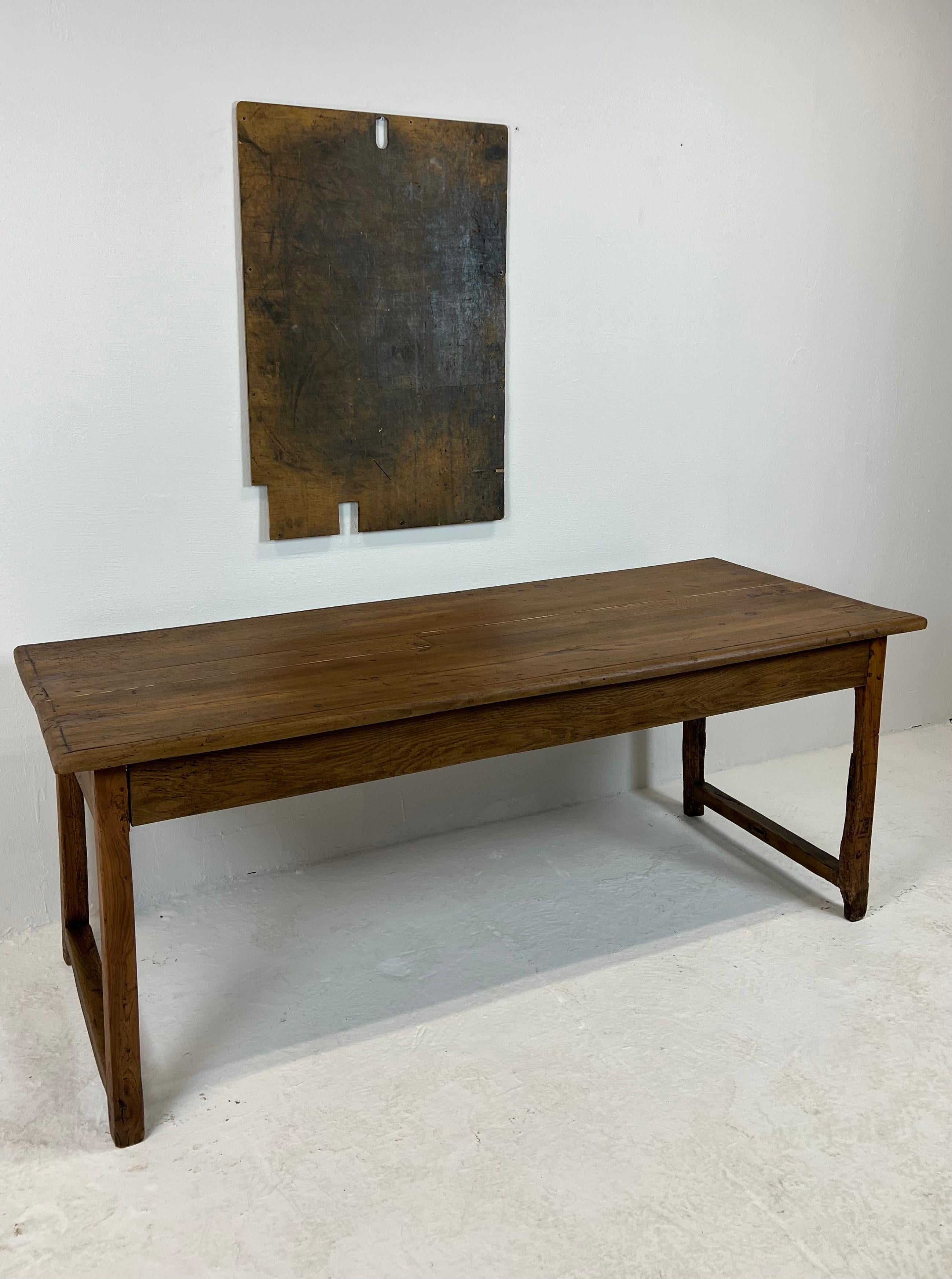 European Old Restored Farm Table, in Oak and Cherry France, XIX th