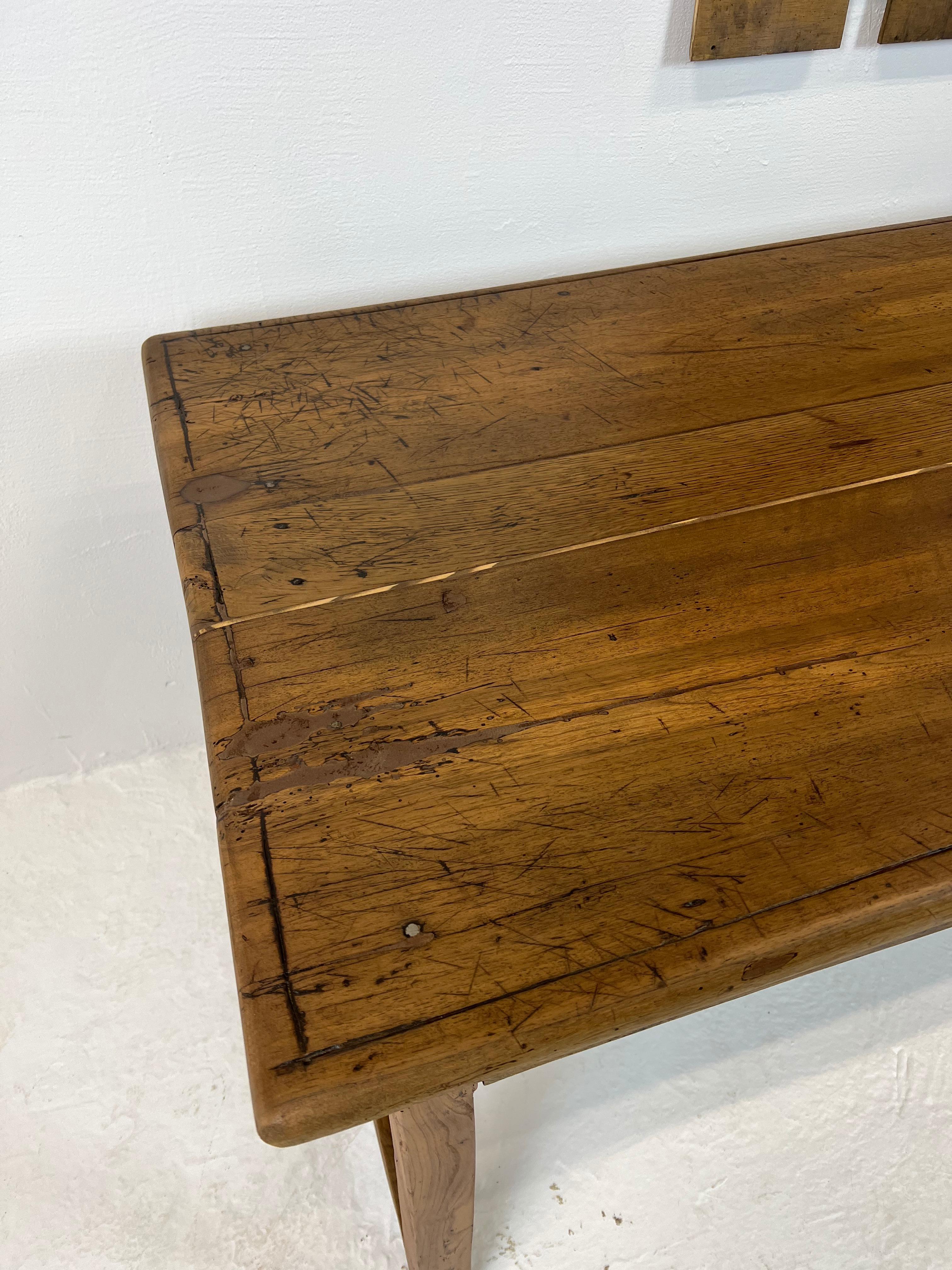 Late 19th Century Old Restored Farm Table, in Oak and Cherry France, XIX th