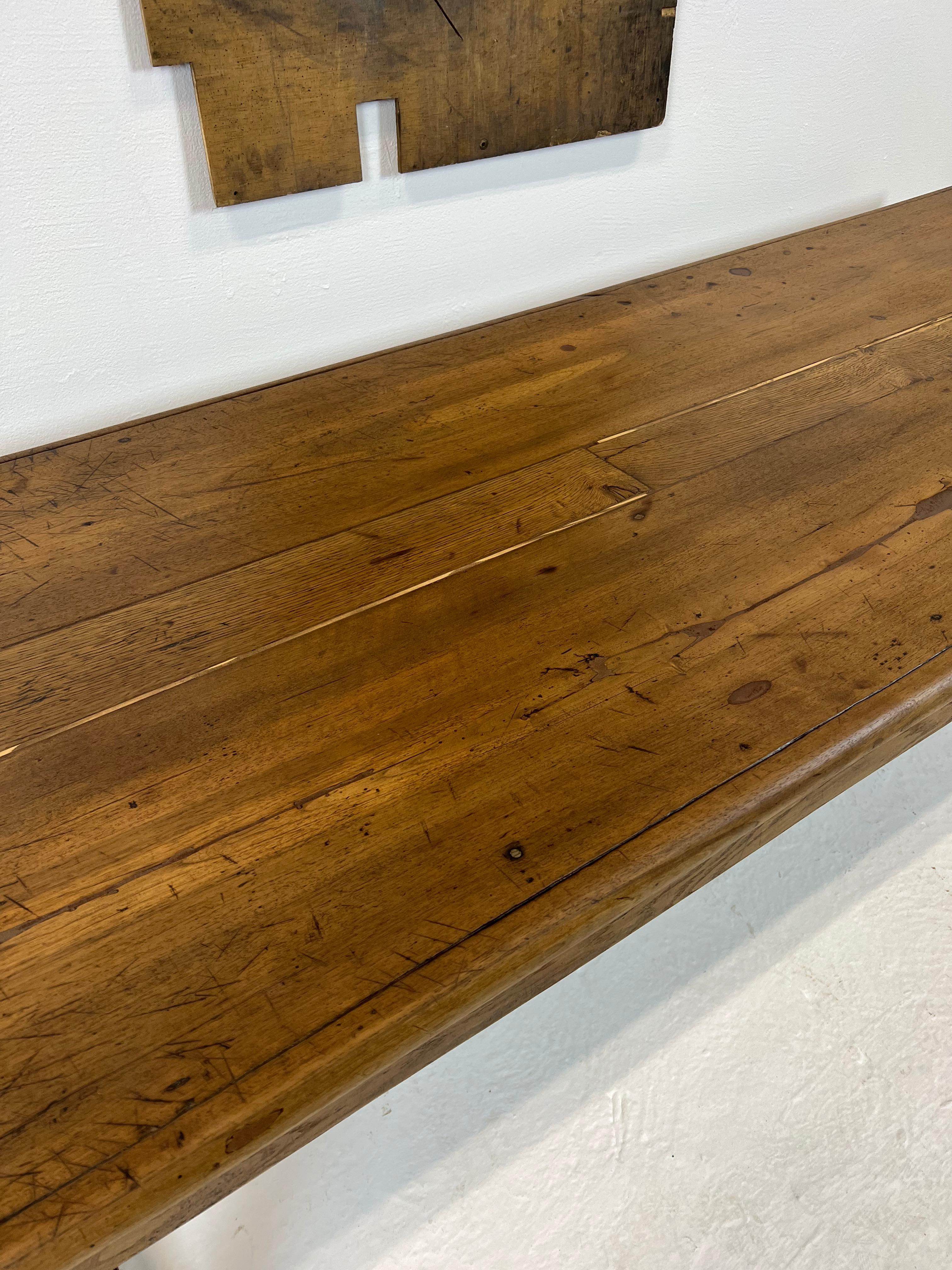 Old Restored Farm Table, in Oak and Cherry France, XIX th 1