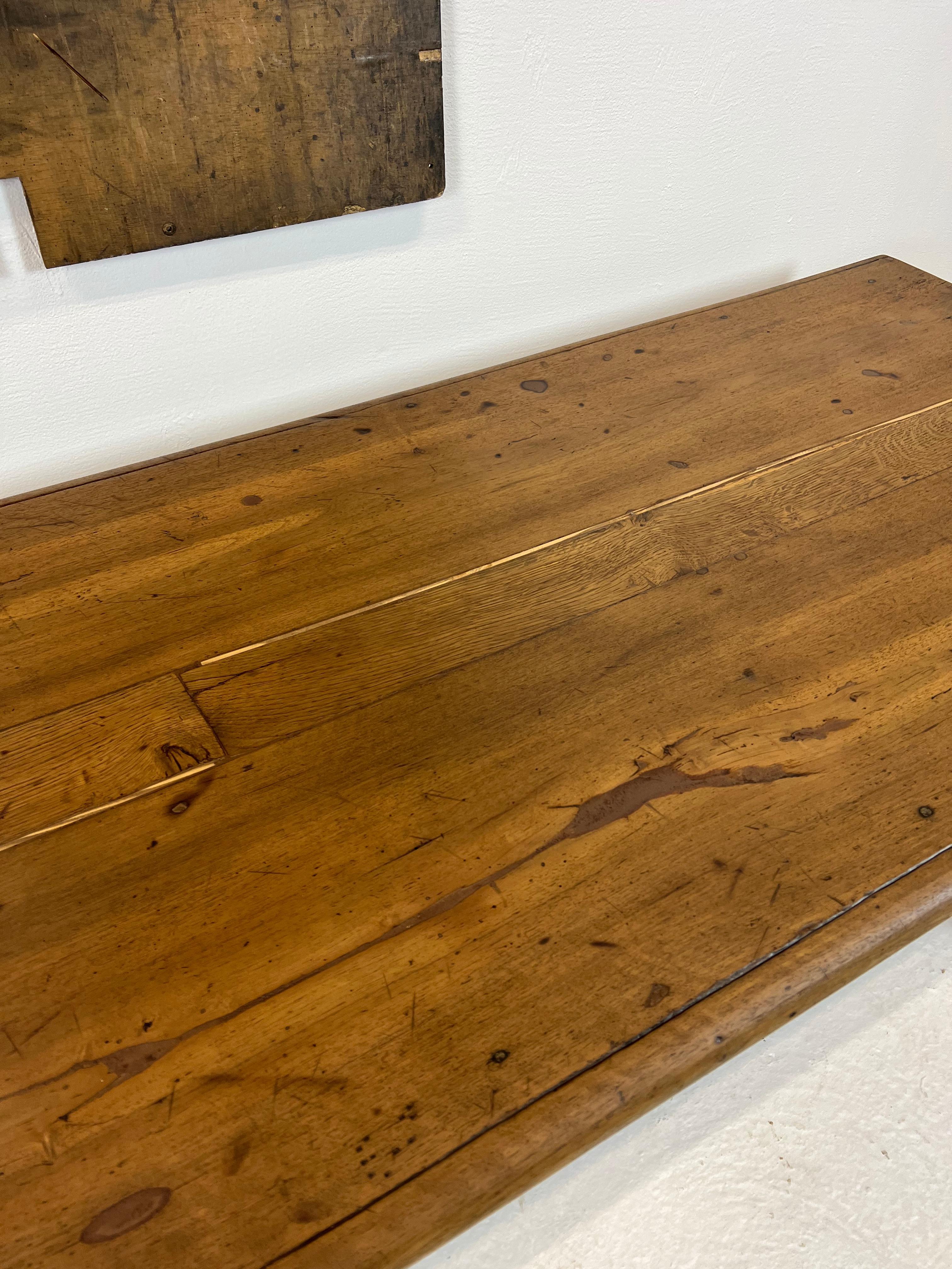 Old Restored Farm Table, in Oak and Cherry France, XIX th 2