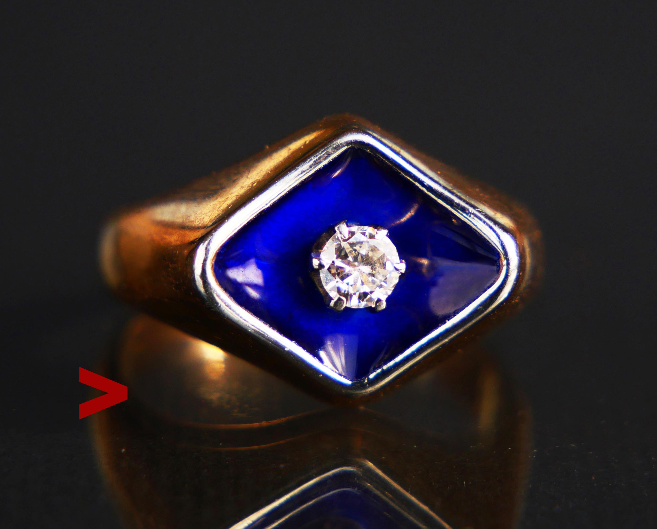 Old Ring Bague au Firmament Diamond Blue Enamel 18K Gold Ø5.75 US/ 5.5 gr en vente 6