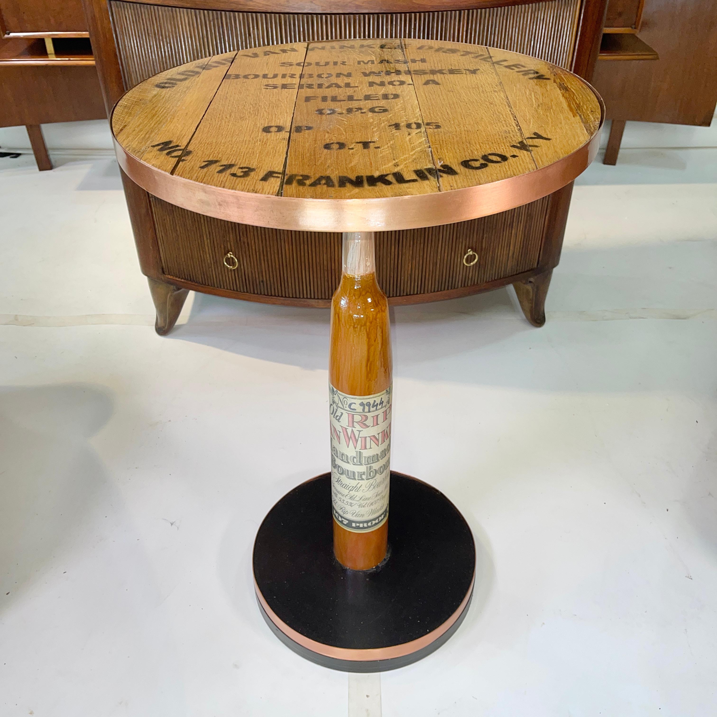 Industrial Old Rip Van Winkle Barrel Head Table