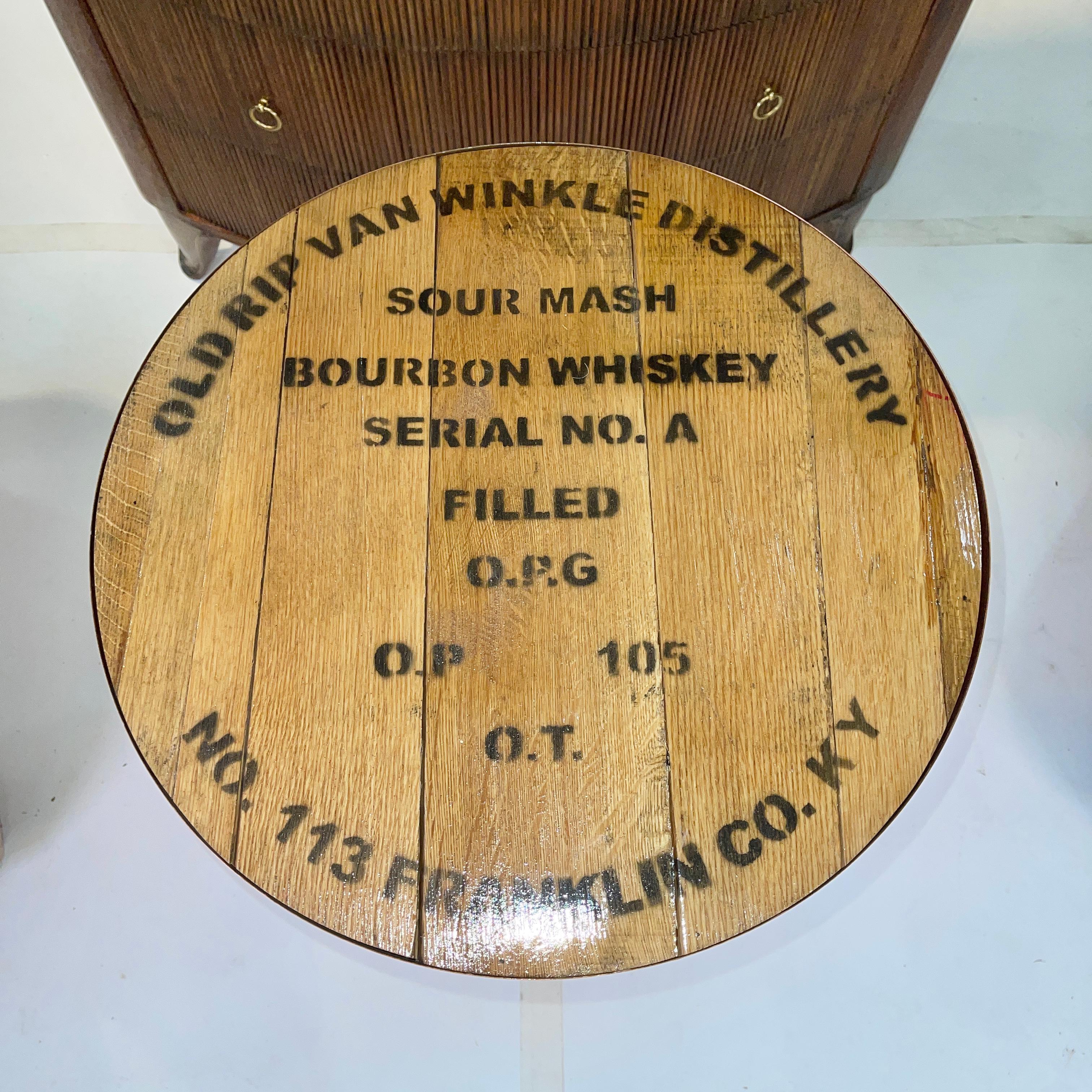 Contemporary Old Rip Van Winkle Barrel Head Table