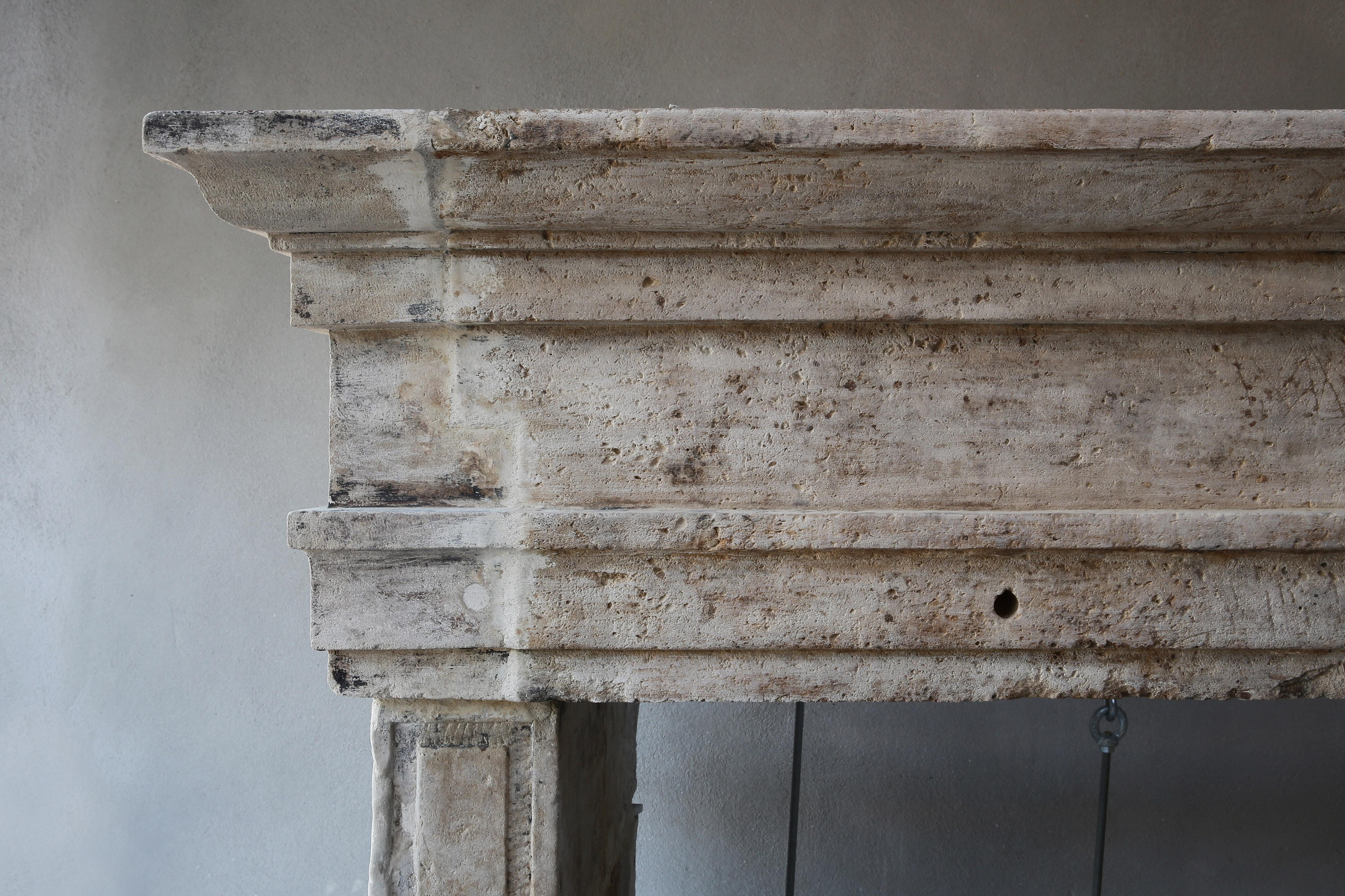 French Old Robust Antique Mantelpiece, 19th Century, Campagnarde Style, Very Exclusive