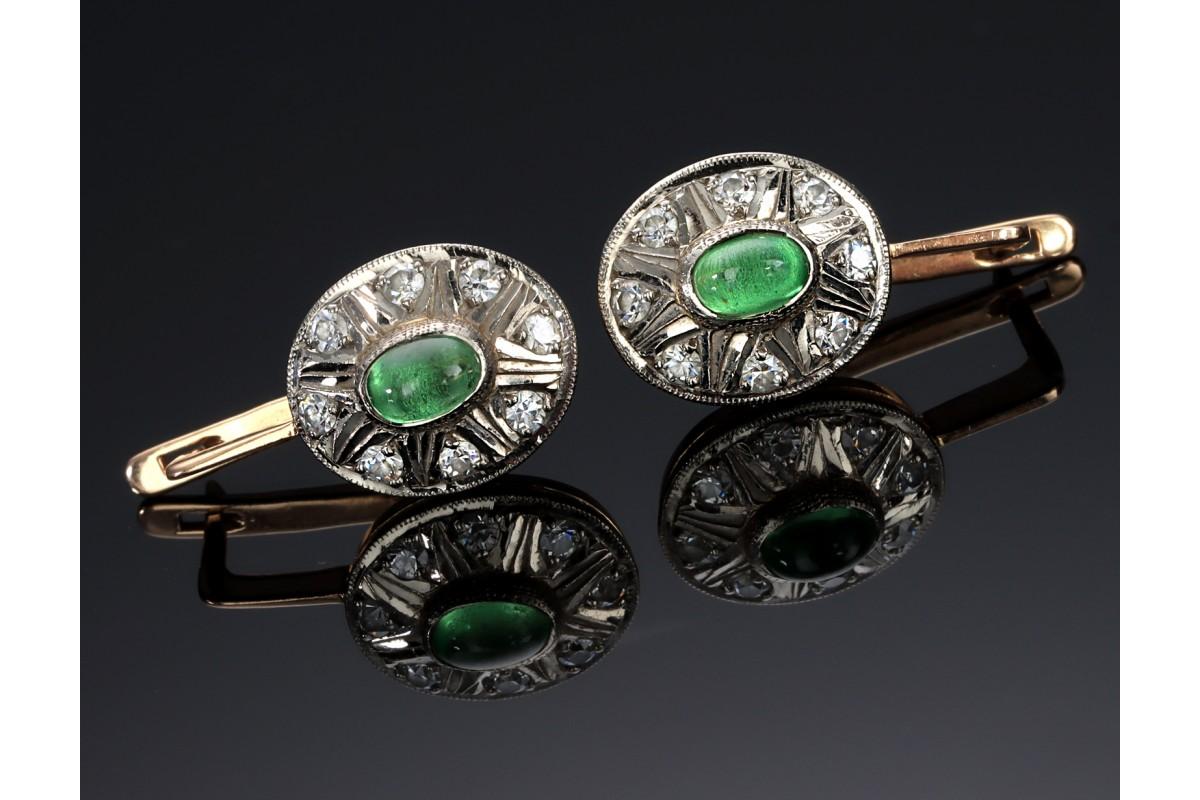 Cabochon Old rosette earrings, Russia, mid-20th century. For Sale