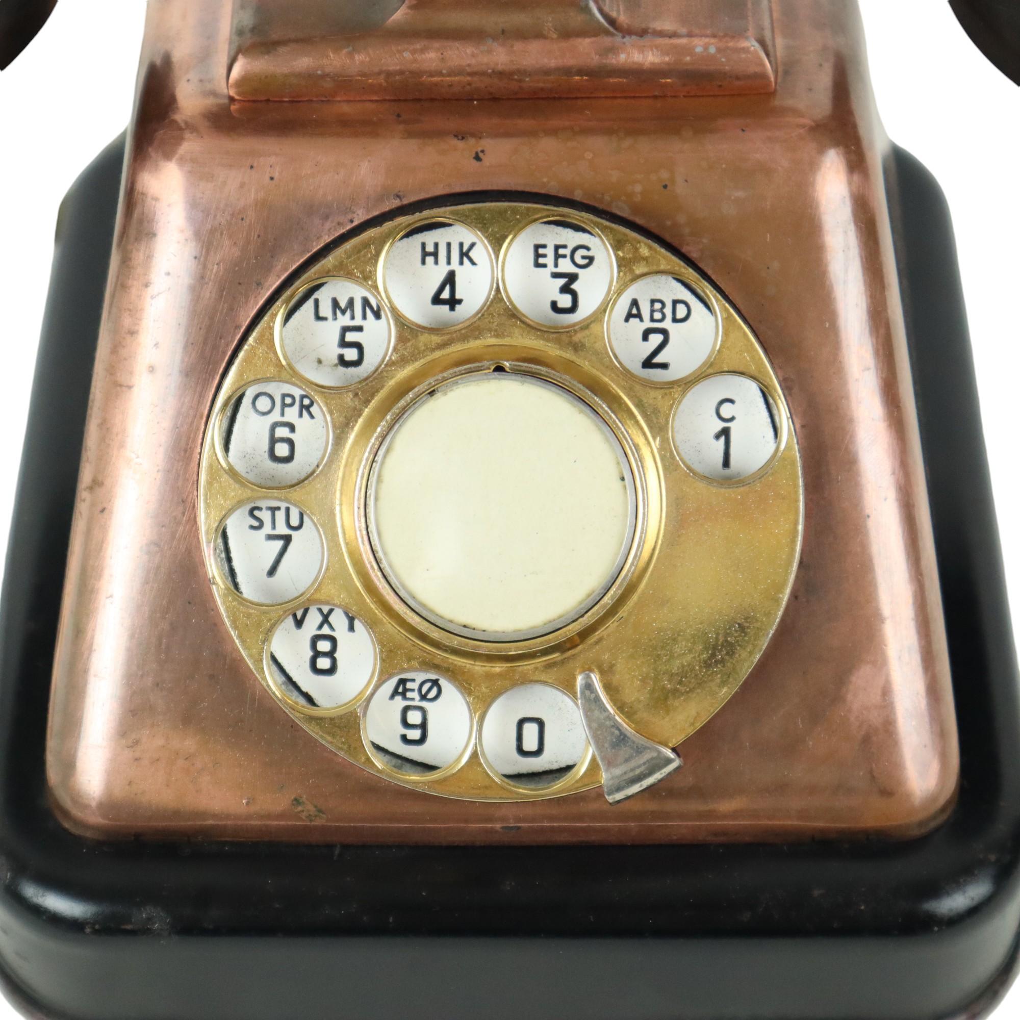 Danese Vecchio telefono rotante in rame rosso bachelite KTAS anni '30 in vendita