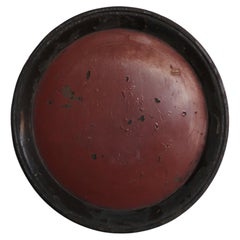 Antique Old Round Plate with Japanese Lacquer / Meiji-Taisho / Urushi