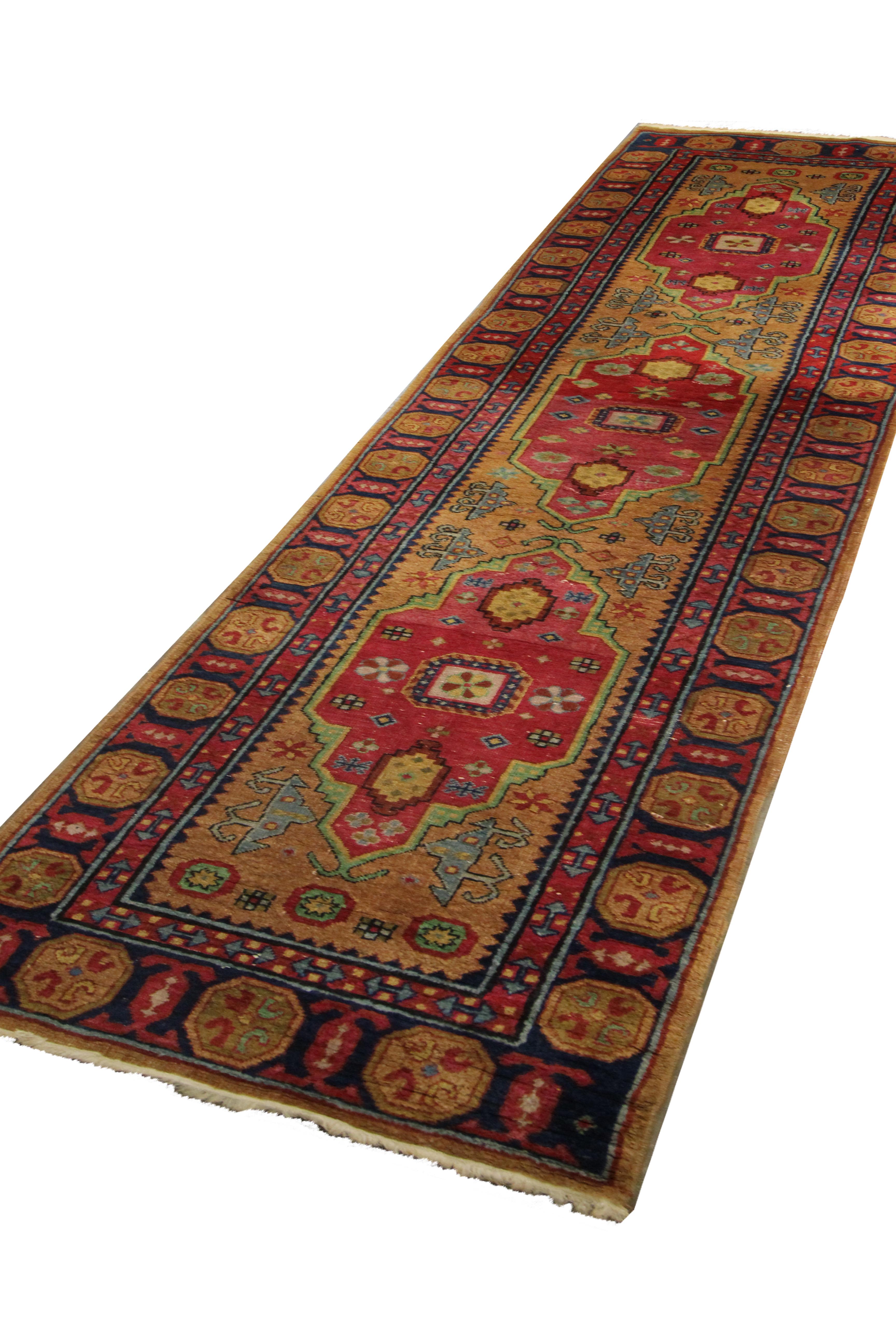Tribal Old Runner Rug Handwoven Oriental Wool Hallway Rug Armenian Yerevan