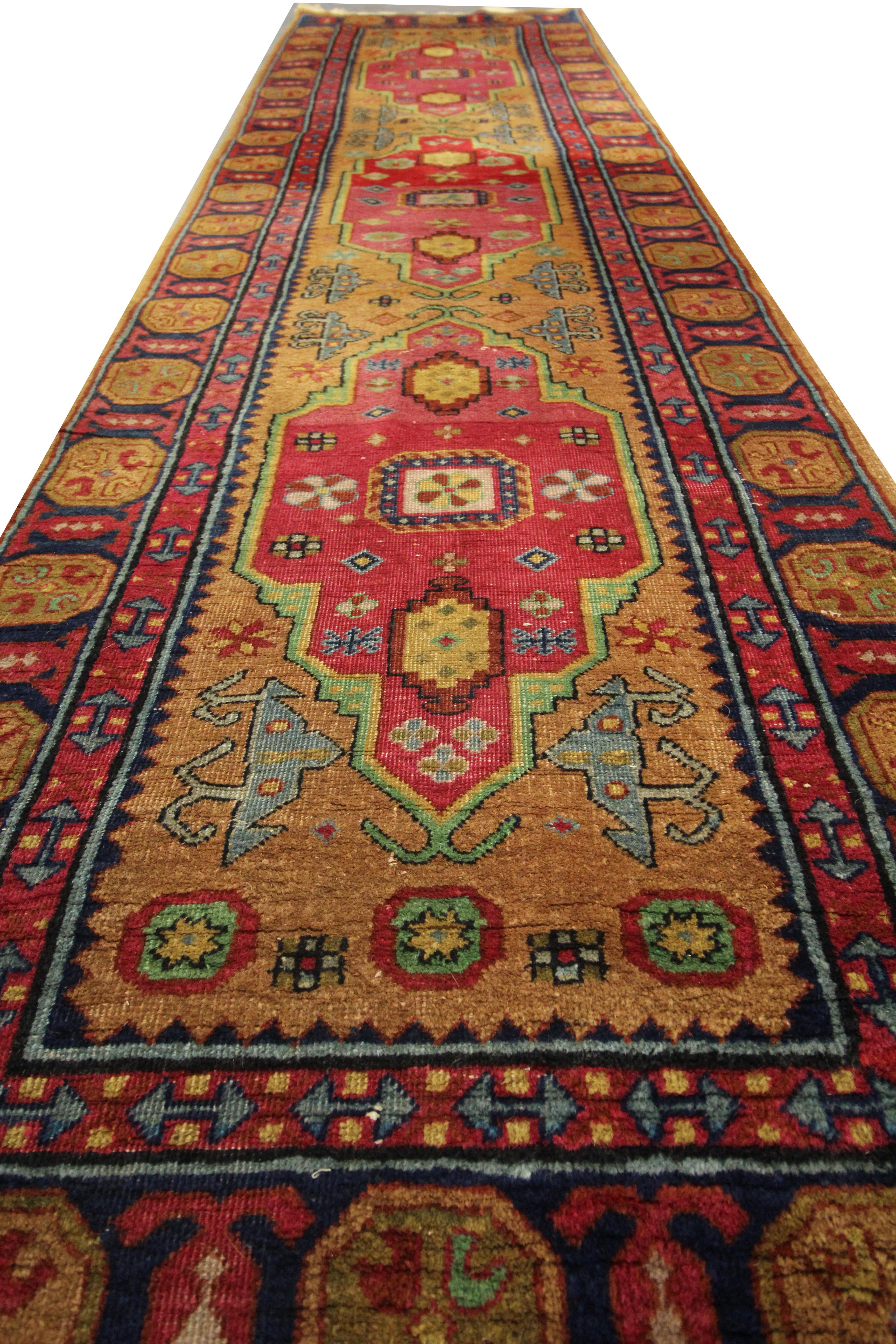 Afghan Old Runner Rug Handwoven Oriental Wool Hallway Rug Armenian Yerevan