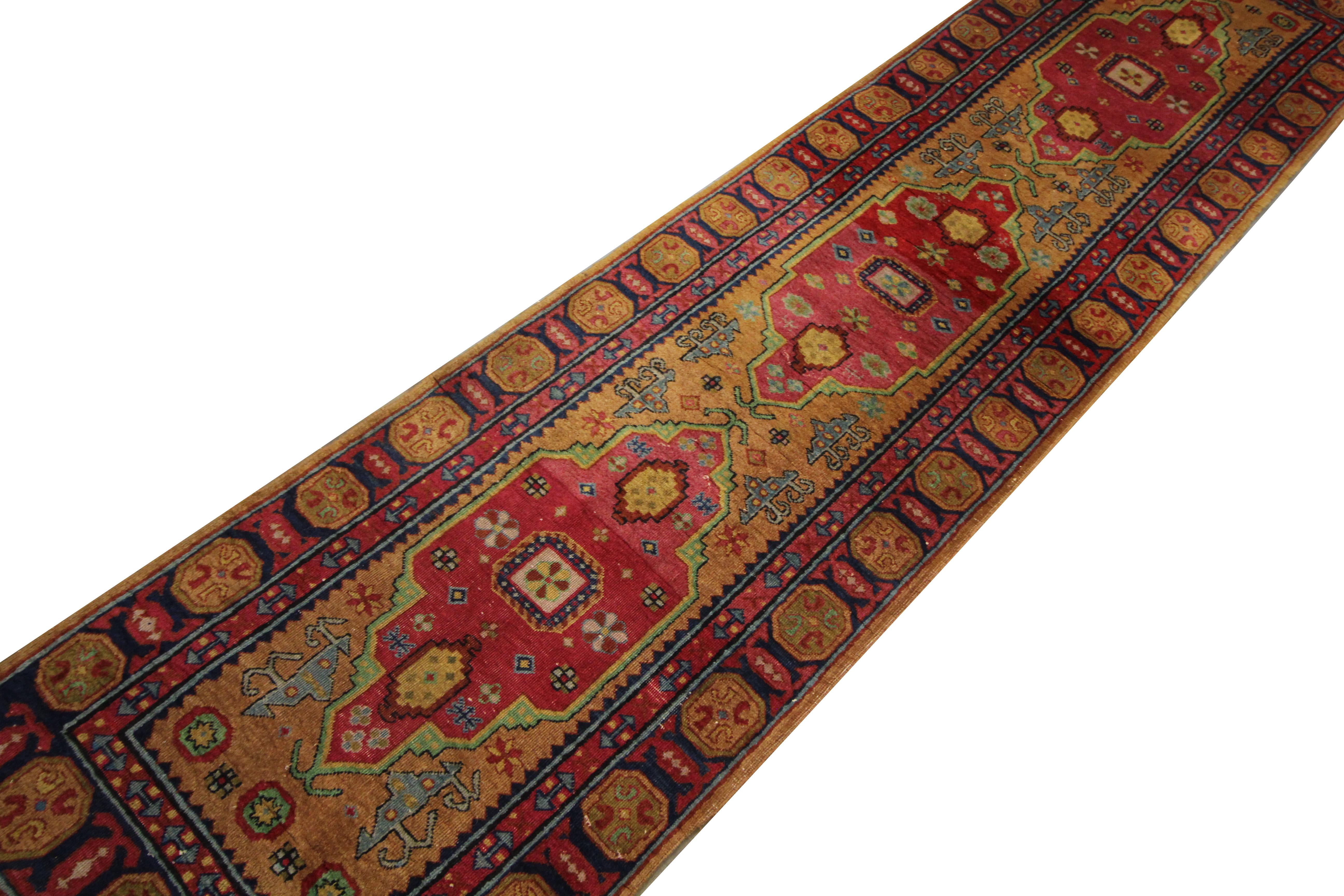 Vegetable Dyed Old Runner Rug Handwoven Oriental Wool Hallway Rug Armenian Yerevan