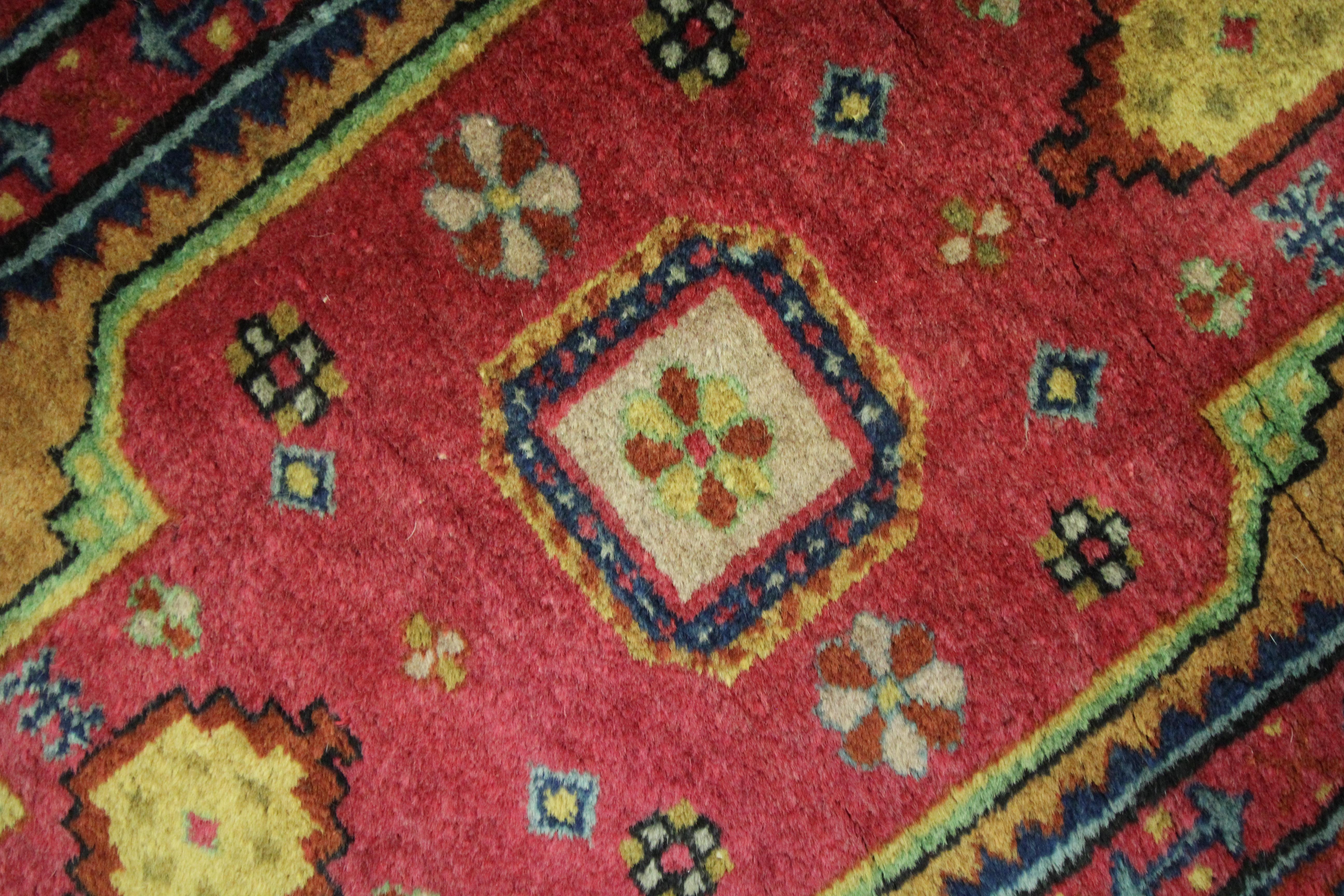 Early 20th Century Old Runner Rug Handwoven Oriental Wool Hallway Rug Armenian Yerevan