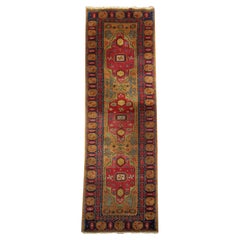 Antique Old Runner Rug Handwoven Oriental Wool Hallway Rug Armenian Yerevan