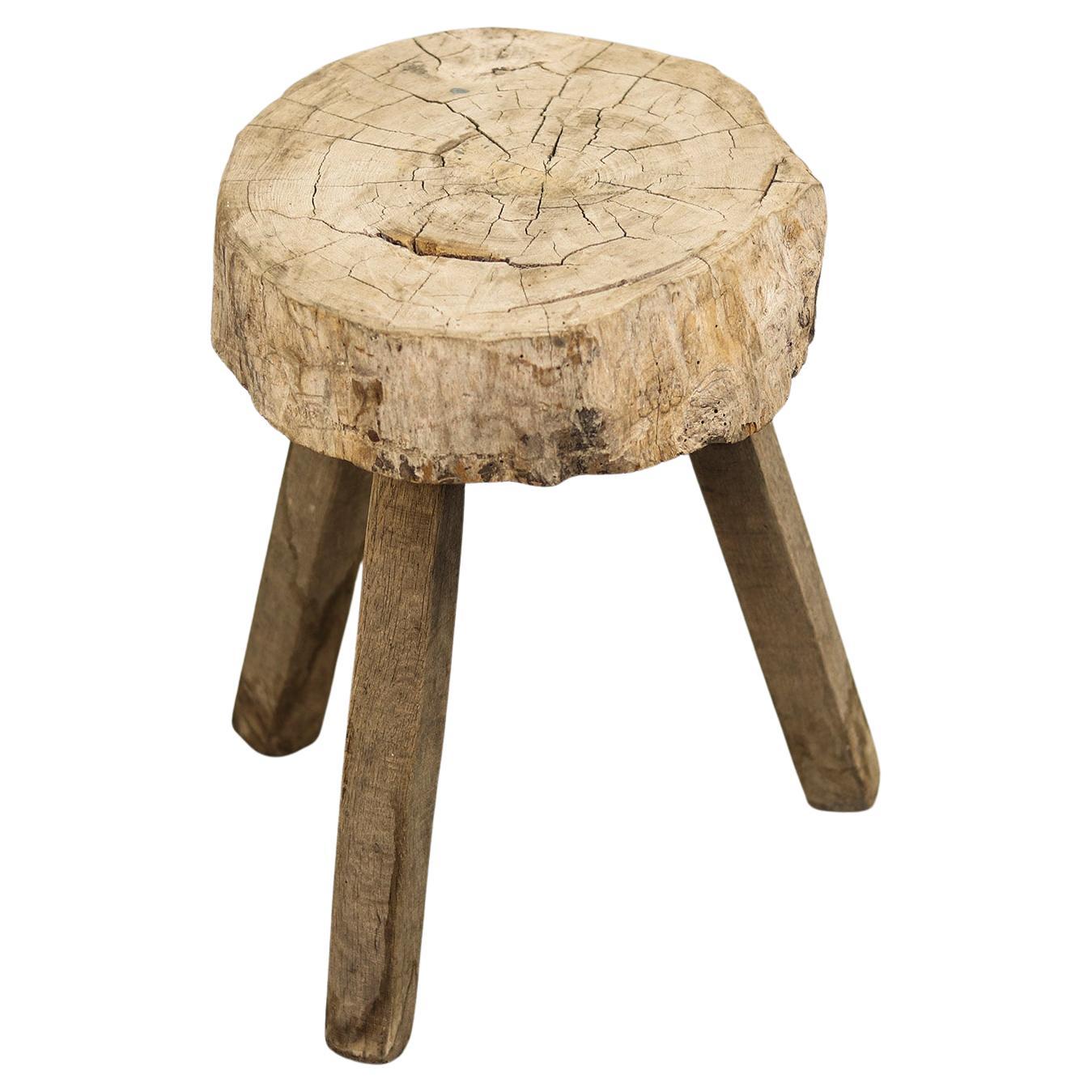 Old Rustic Farmhouse Primitive Wabi Sabi Stool / Side Table